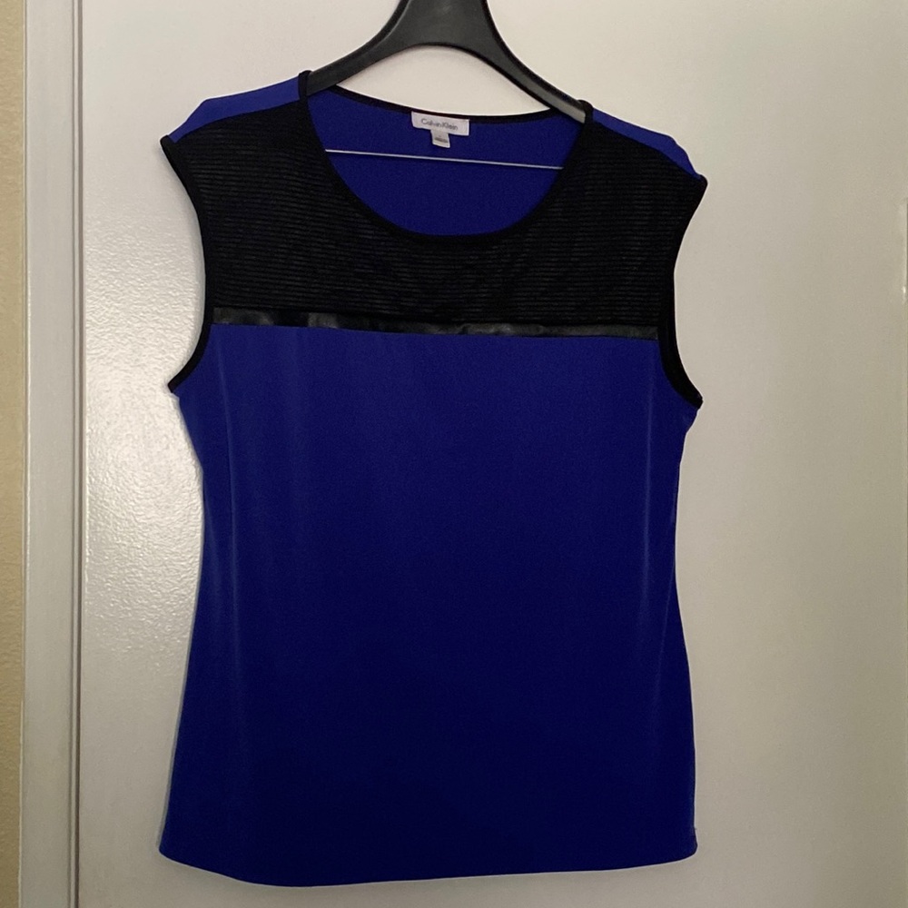 Calvin Klein Blue & Black Top, Sz L